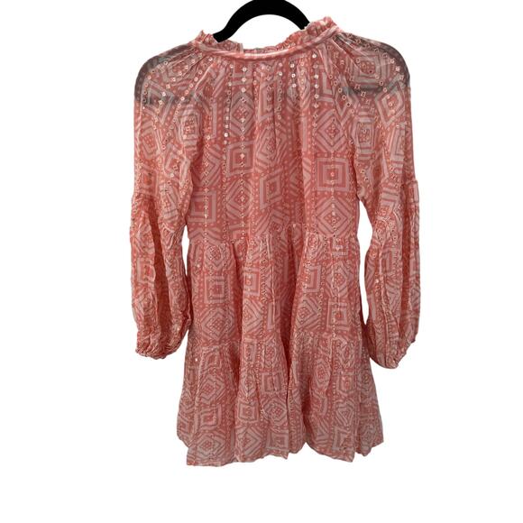 Oliphant Dress Flirty Long Balloon Sleeve Short‎ Bali Pink Women's Size XS NWT - Picture 5 of 9